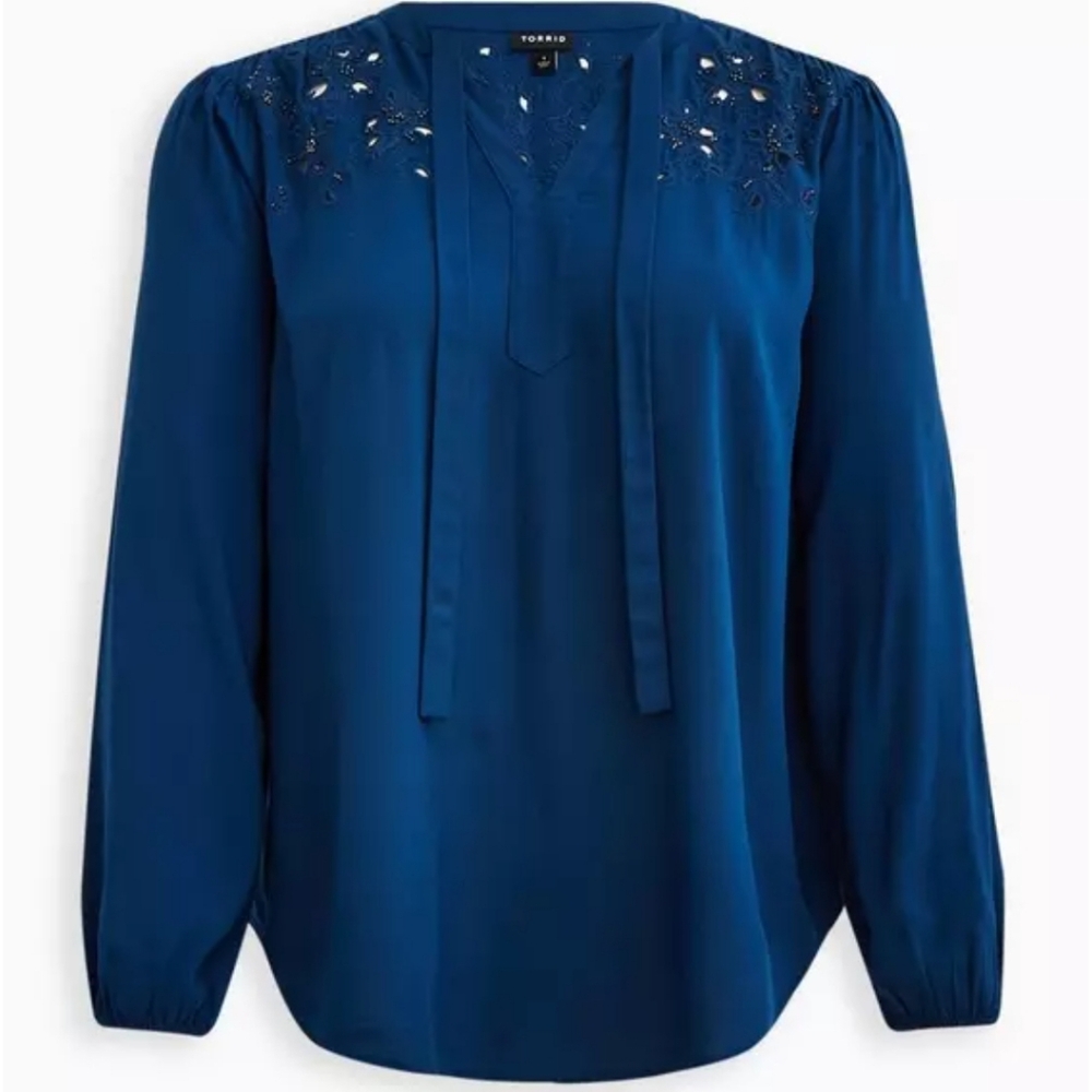 Torrid Navy Blue Blouse With Cut Outs